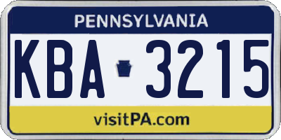 PA license plate KBA3215