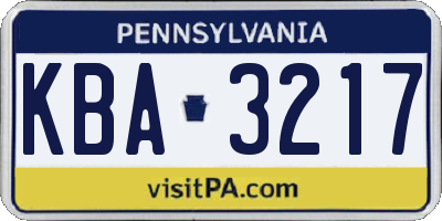 PA license plate KBA3217