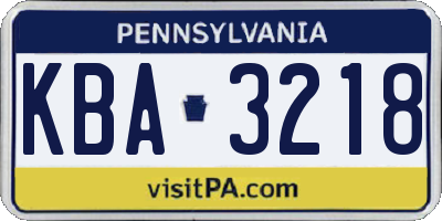 PA license plate KBA3218