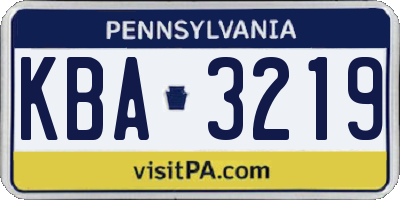 PA license plate KBA3219