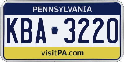 PA license plate KBA3220