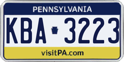 PA license plate KBA3223