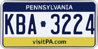 PA license plate KBA3224