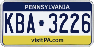 PA license plate KBA3226