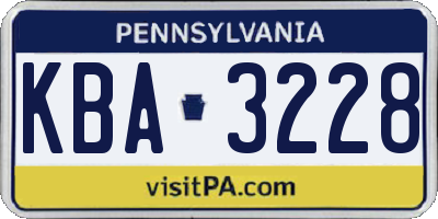 PA license plate KBA3228