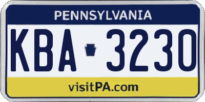 PA license plate KBA3230