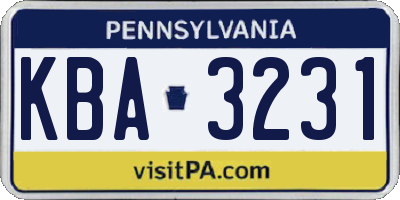 PA license plate KBA3231