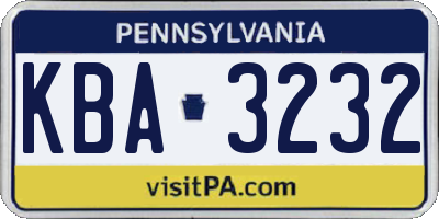 PA license plate KBA3232