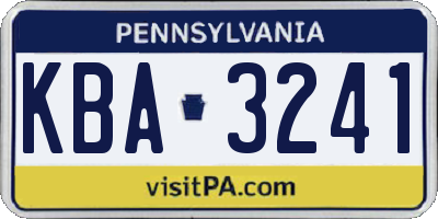 PA license plate KBA3241