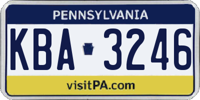 PA license plate KBA3246
