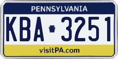 PA license plate KBA3251