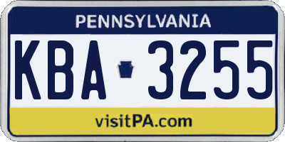 PA license plate KBA3255