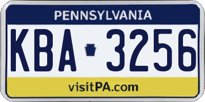 PA license plate KBA3256