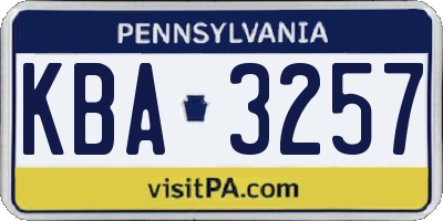 PA license plate KBA3257