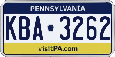 PA license plate KBA3262