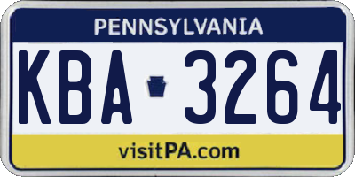 PA license plate KBA3264