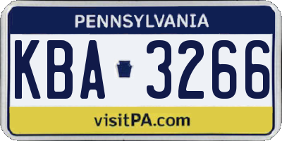 PA license plate KBA3266