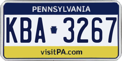 PA license plate KBA3267