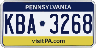 PA license plate KBA3268