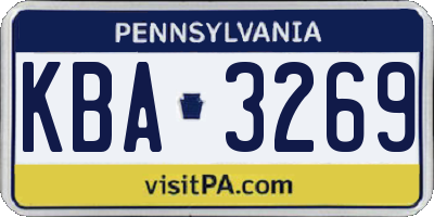 PA license plate KBA3269