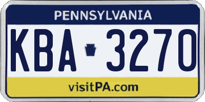 PA license plate KBA3270