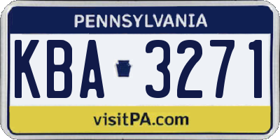 PA license plate KBA3271