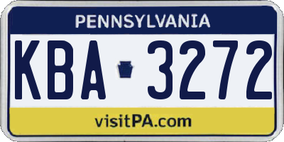 PA license plate KBA3272