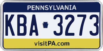 PA license plate KBA3273