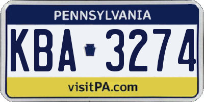 PA license plate KBA3274