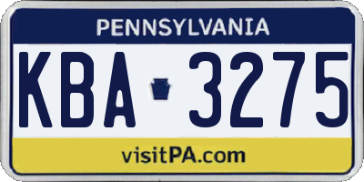 PA license plate KBA3275