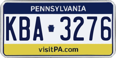 PA license plate KBA3276