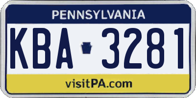 PA license plate KBA3281