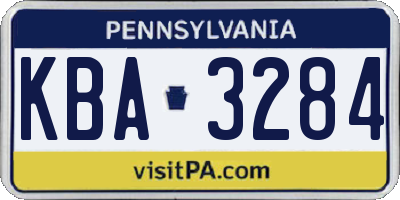 PA license plate KBA3284