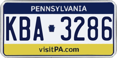 PA license plate KBA3286