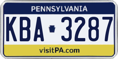 PA license plate KBA3287