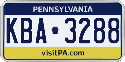 PA license plate KBA3288