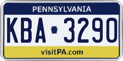 PA license plate KBA3290