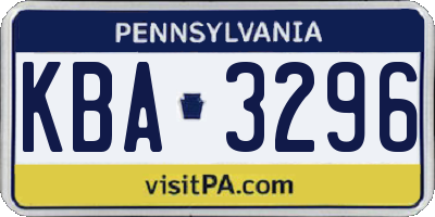 PA license plate KBA3296