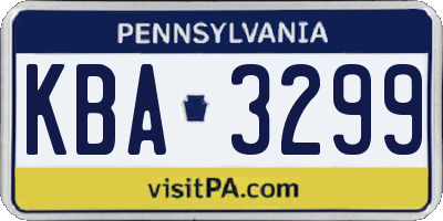 PA license plate KBA3299