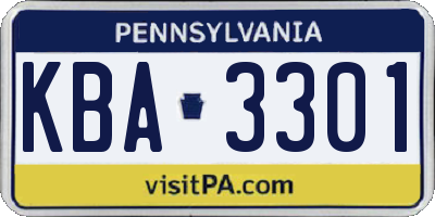 PA license plate KBA3301