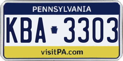 PA license plate KBA3303