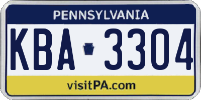 PA license plate KBA3304