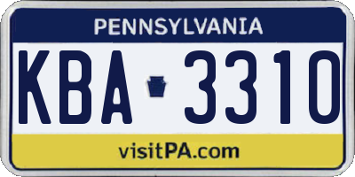 PA license plate KBA3310