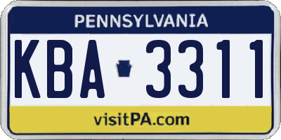 PA license plate KBA3311