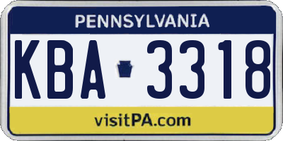PA license plate KBA3318