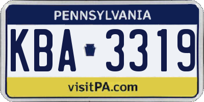 PA license plate KBA3319