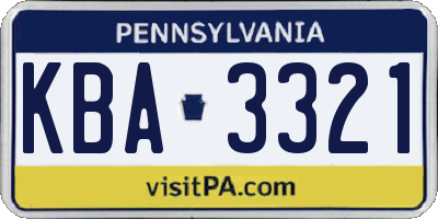 PA license plate KBA3321
