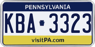 PA license plate KBA3323