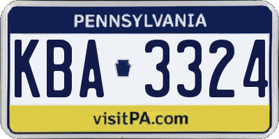 PA license plate KBA3324