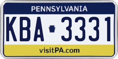 PA license plate KBA3331